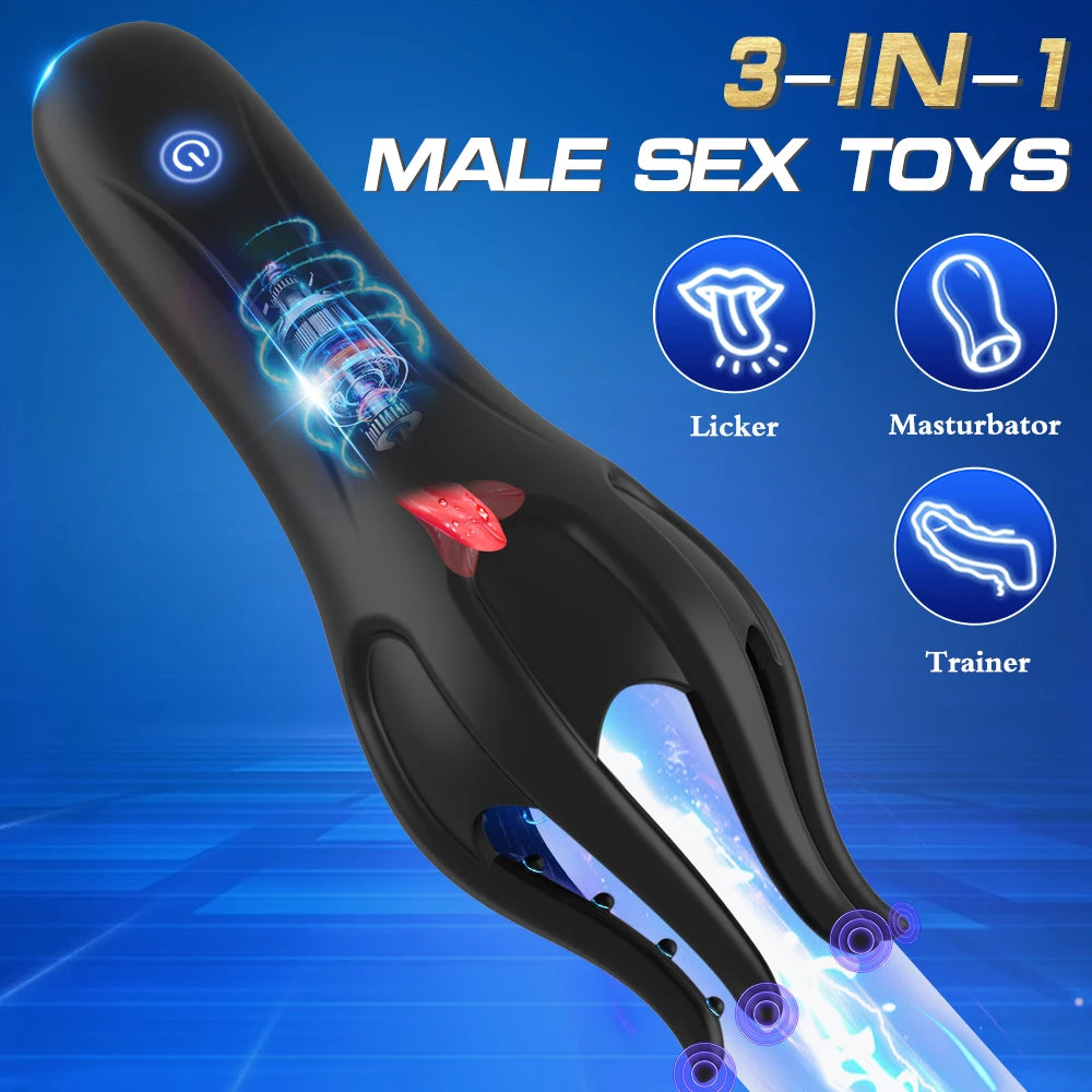 Masturbator for Men Glans Vibrating Tongue Licking Sex Oral Blowjob Male Fun Sex Toys for Men
