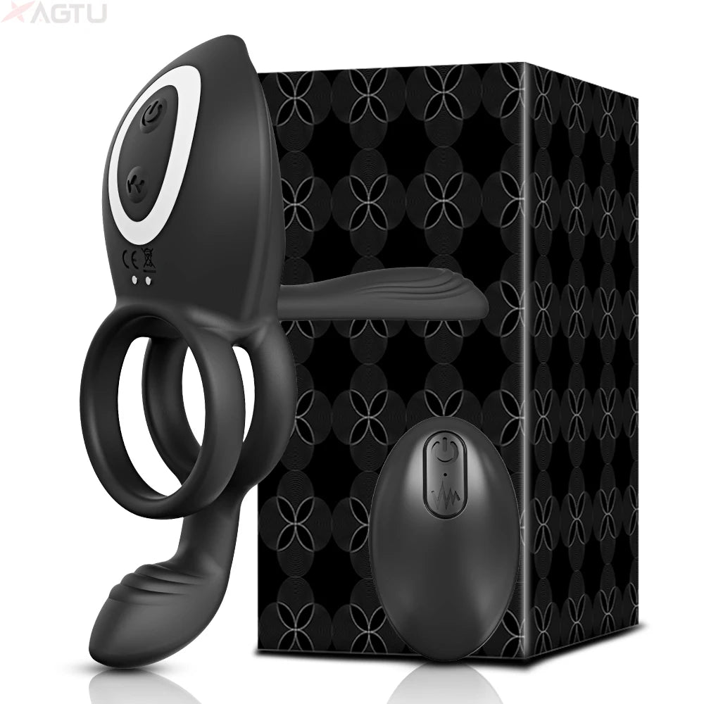 Remote Control Cock Ring Vibrator for Men Delay Ejaculation Male Penis Ring Male Fun Adult Sex Toy for Couples
