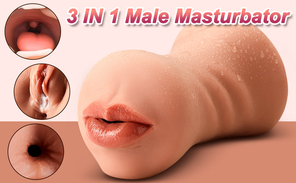 3 IN 1 Sex Toys Masturbation For Men Real Pussy Oral Male Masturbator Blowjob Realistic Rubber Vagina Male Fun