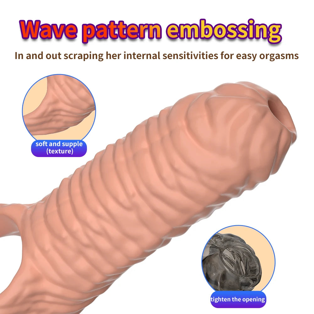 Penis Ring Male Realistic Penis Sleeve Extender Cock Sleeve Dick Cock Ring Reusable Condom Sex Toy For Couples