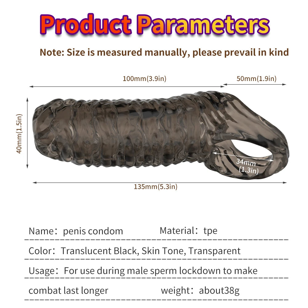 Penis Ring Male Realistic Penis Sleeve Extender Cock Sleeve Dick Cock Ring Reusable Condom Sex Toy For Couples