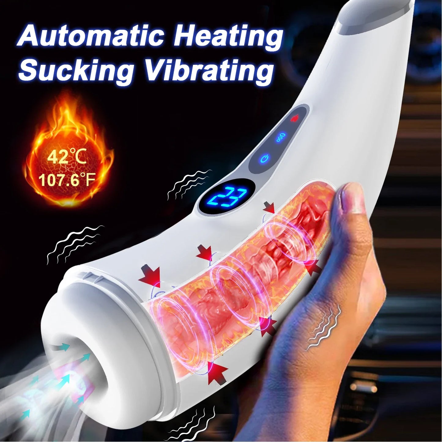 Automatic Vibrating Heating Male Masturbator Man Masturbation Goods DeepThroat Sucking Machine Male Fun Sex Toy.