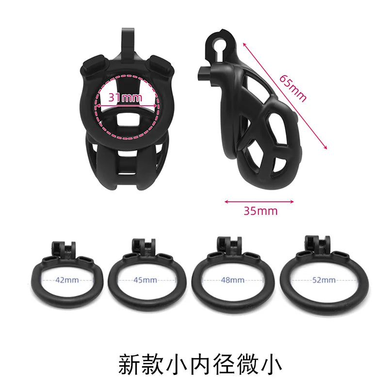 New Color Male Penis Lock Chastity Cage with Lock and 4 Rings Resin Virginity for Men Couple Breathable Cock Ring Penis Restrain