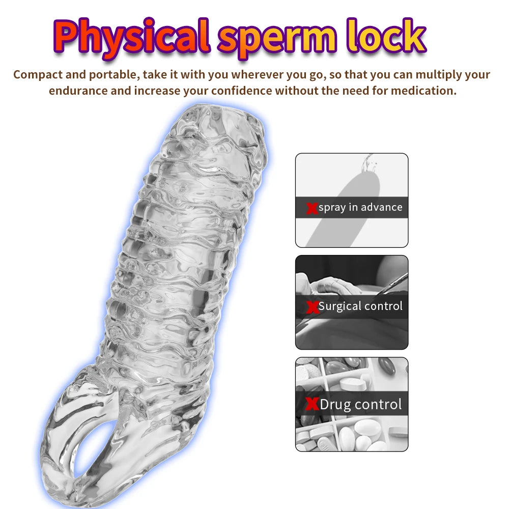 Penis Ring Male Realistic Penis Sleeve Extender Cock Sleeve Dick Cock Ring Reusable Condom Sex Toy For Couples