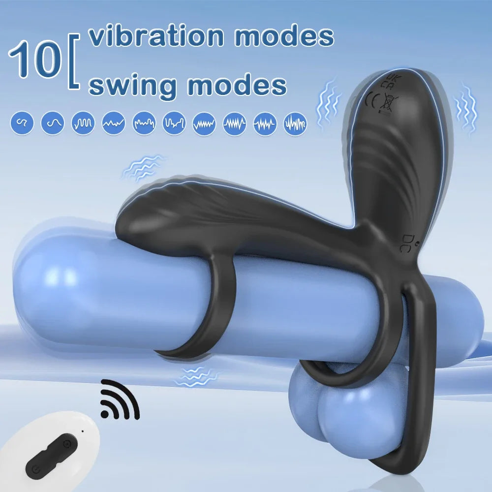 Vibrating Cock Ring with 360° Twisting G-Spot Stimulator Remote Control Penis Ring Male Fun Toy Vibrator for Men