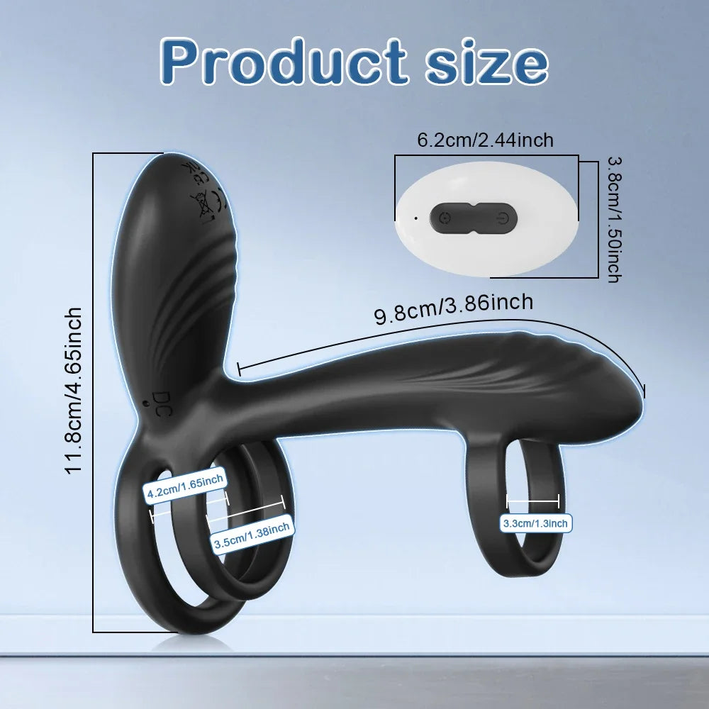 Vibrating Cock Ring with 360° Twisting G-Spot Stimulator Remote Control Penis Ring Male Fun Toy Vibrator for Men
