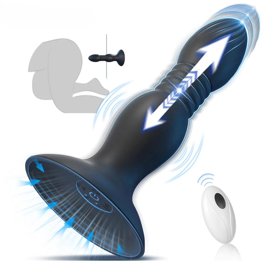 Prostate Massager Butt Plug Thrusting Vibrating Remote Control Suction Cup Anal Plug Stimulator Sex Toys for Male Fun