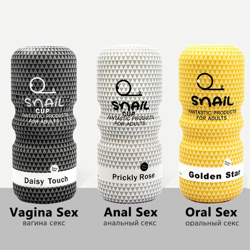 Manual Male Masturbator Soft Rubber Anal Vagina Mouth Sucking Snail Climax Plane Cup Penis Trainer Erotic Sex Toys for Male Fun