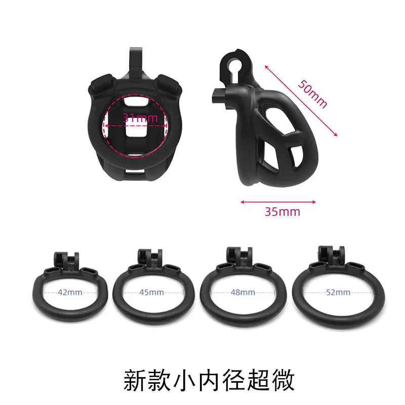New Color Male Penis Lock Chastity Cage with Lock and 4 Rings Resin Virginity for Men Couple Breathable Cock Ring Penis Restrain