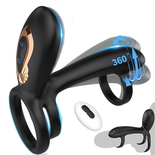Vibrating Cock Ring with 360° Twisting G-Spot Stimulator Remote Control Penis Ring Male Fun Toy Vibrator for Men