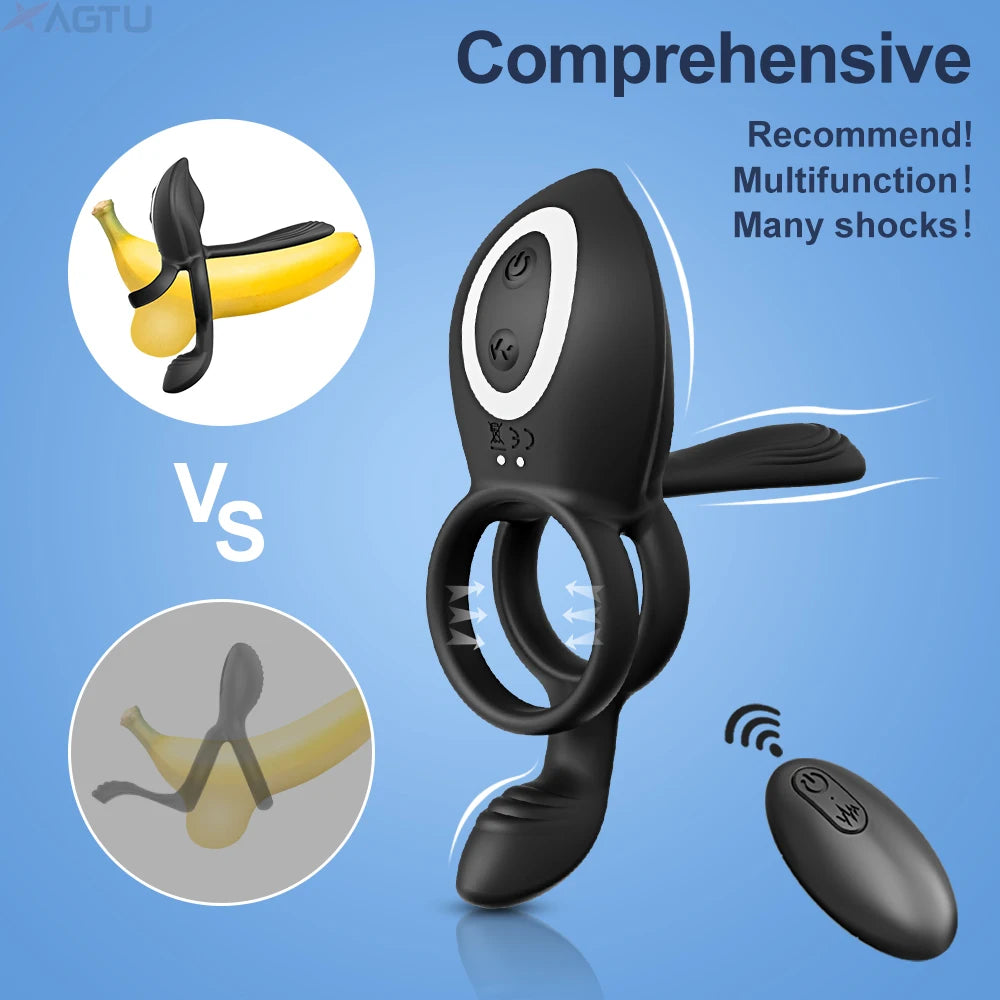 Remote Control Cock Ring Vibrator for Men Delay Ejaculation Male Penis Ring Male Fun Adult Sex Toy for Couples