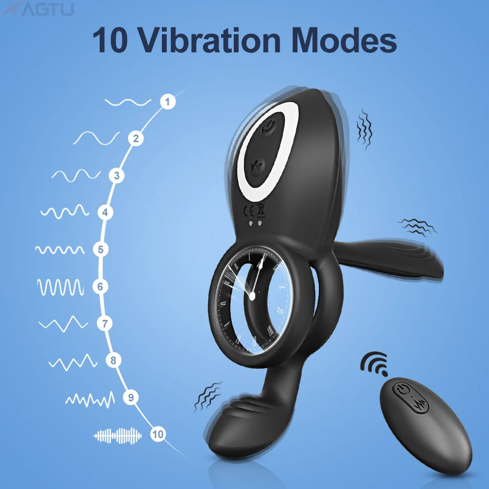 Remote Control Cock Ring Vibrator for Men Delay Ejaculation Male Penis Ring Male Fun Adult Sex Toy for Couples